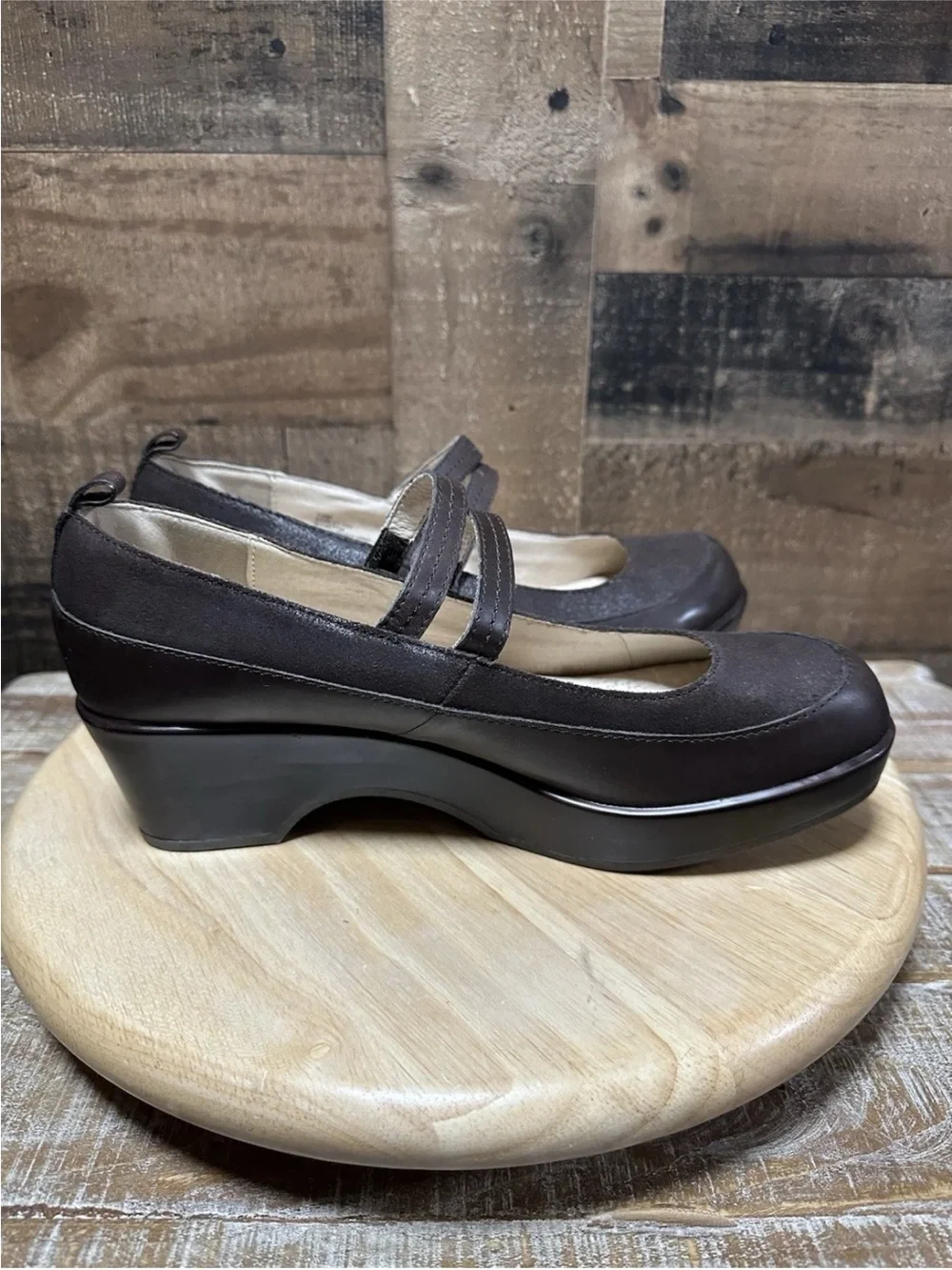 Jambu Scarlet Too Mary Jane Wedge Shoe Womens 10 Brown Leather Comfort Work Shoe - Picture 5 of 8